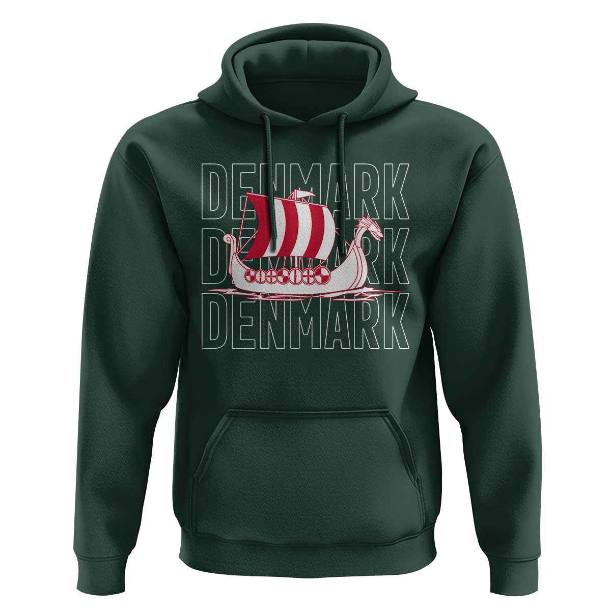Denmark Flag Viking Ship Danes Danish Roots Dansk Denmark Hoodie