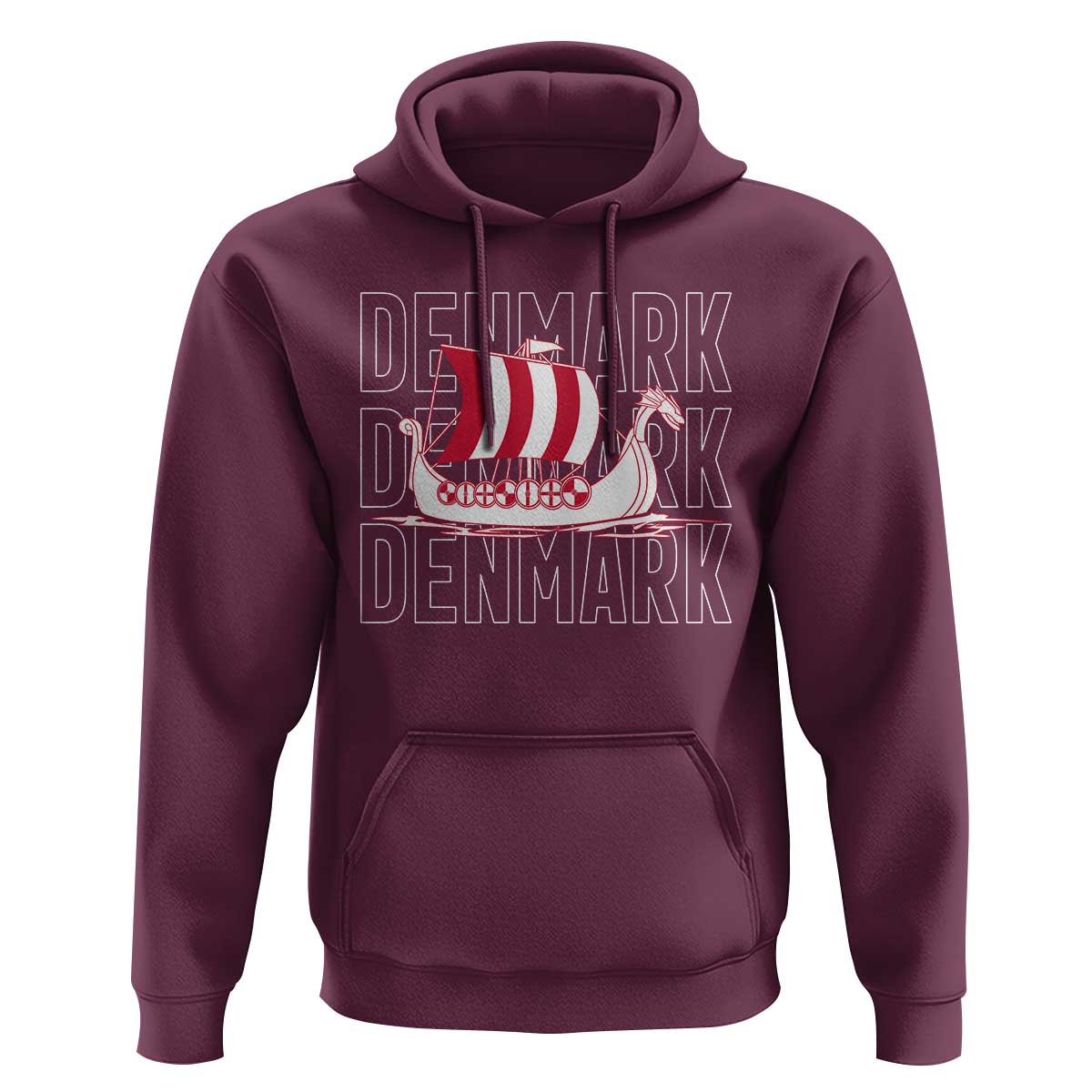 Denmark Flag Viking Ship Danes Danish Roots Dansk Denmark Hoodie