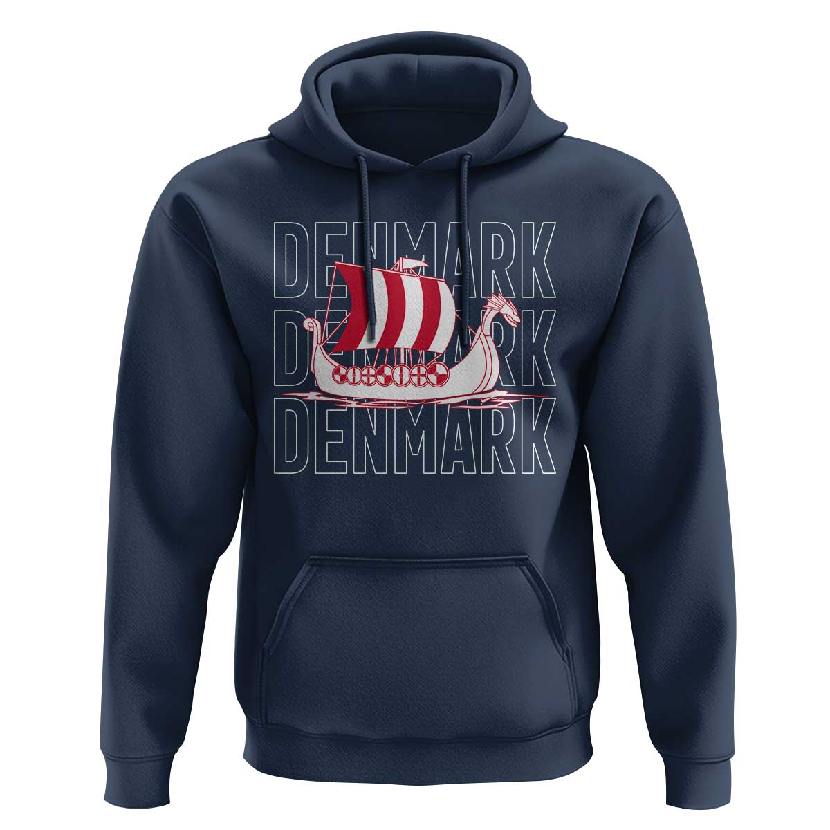 Denmark Flag Viking Ship Danes Danish Roots Dansk Denmark Hoodie