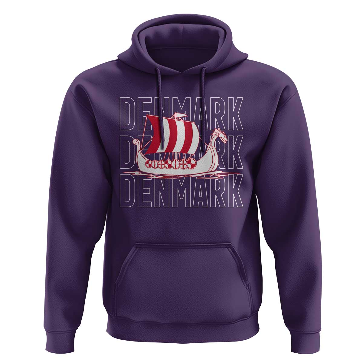 Denmark Flag Viking Ship Danes Danish Roots Dansk Denmark Hoodie