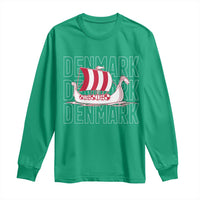 Denmark Flag Viking Ship Danes Danish Roots Dansk Denmark Long Sleeve Shirt