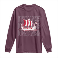 Denmark Flag Viking Ship Danes Danish Roots Dansk Denmark Long Sleeve Shirt