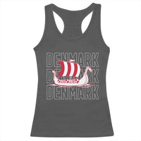 Denmark Flag Viking Ship Danes Danish Roots Dansk Denmark Racerback Tank Top