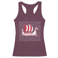 Denmark Flag Viking Ship Danes Danish Roots Dansk Denmark Racerback Tank Top