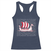 Denmark Flag Viking Ship Danes Danish Roots Dansk Denmark Racerback Tank Top