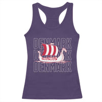 Denmark Flag Viking Ship Danes Danish Roots Dansk Denmark Racerback Tank Top