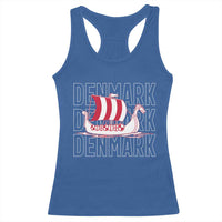 Denmark Flag Viking Ship Danes Danish Roots Dansk Denmark Racerback Tank Top
