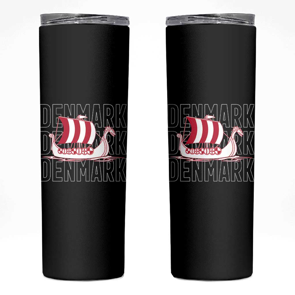 Denmark Flag Viking Ship Danes Danish Roots Dansk Denmark Skinny Tumbler