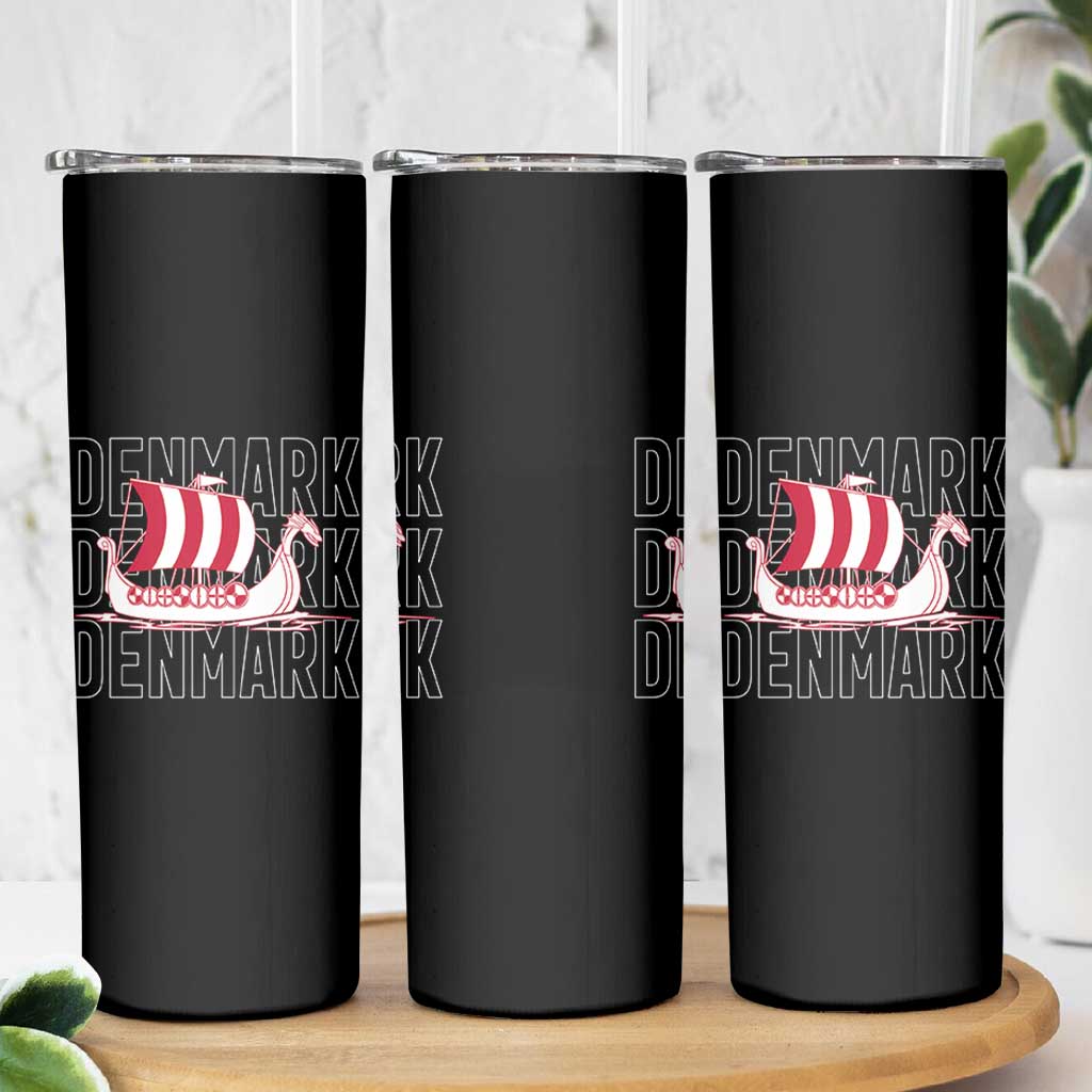 Denmark Flag Viking Ship Danes Danish Roots Dansk Denmark Skinny Tumbler