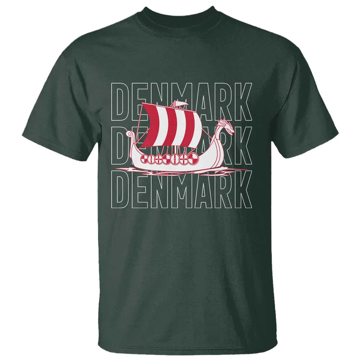 Denmark Flag Viking Ship Danes Danish Roots Dansk Denmark T Shirt
