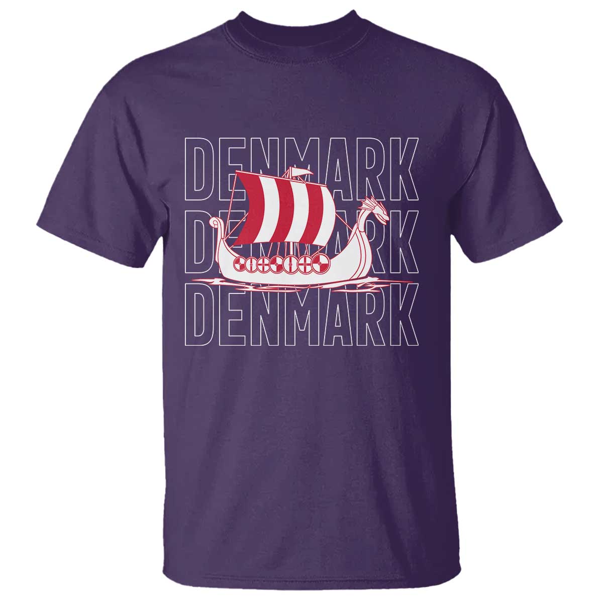 Denmark Flag Viking Ship Danes Danish Roots Dansk Denmark T Shirt