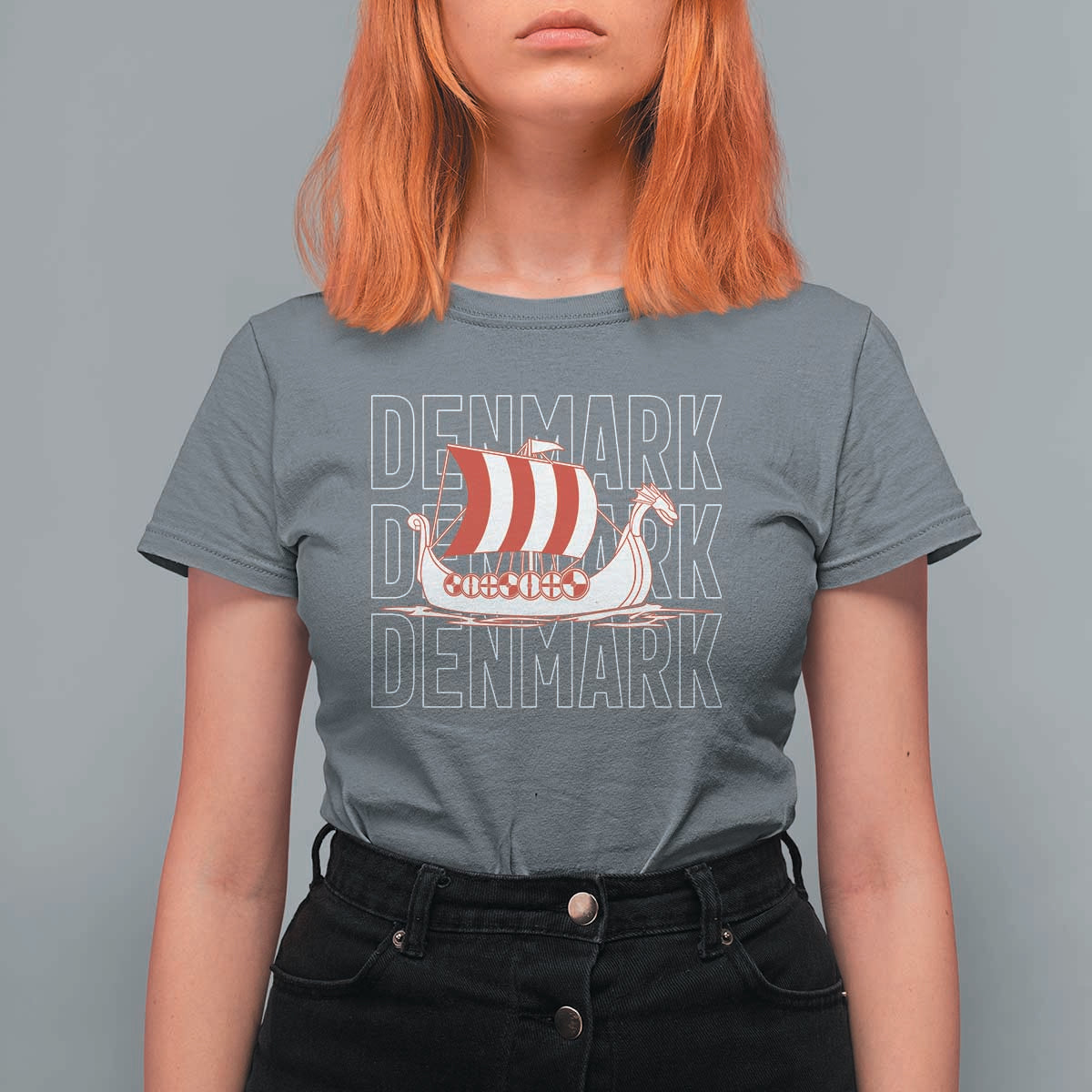 Denmark Flag Viking Ship Danes Danish Roots Dansk Denmark T Shirt For Women