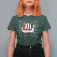 Denmark Flag Viking Ship Danes Danish Roots Dansk Denmark T Shirt For Women