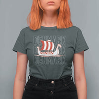 Denmark Flag Viking Ship Danes Danish Roots Dansk Denmark T Shirt For Women