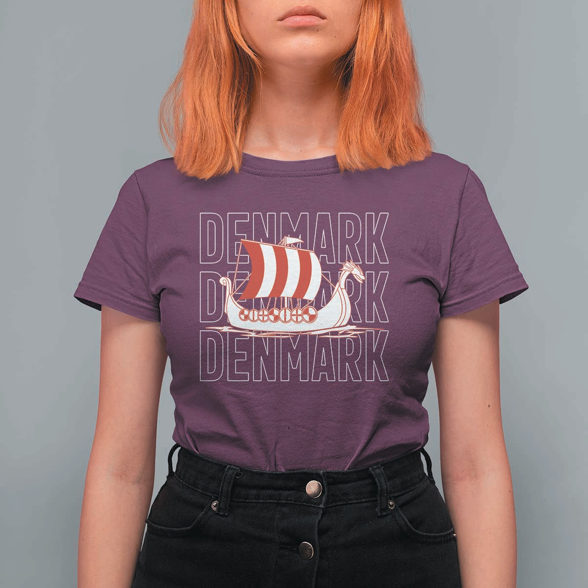 Denmark Flag Viking Ship Danes Danish Roots Dansk Denmark T Shirt For Women