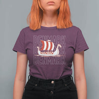 Denmark Flag Viking Ship Danes Danish Roots Dansk Denmark T Shirt For Women