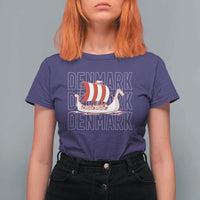 Denmark Flag Viking Ship Danes Danish Roots Dansk Denmark T Shirt For Women
