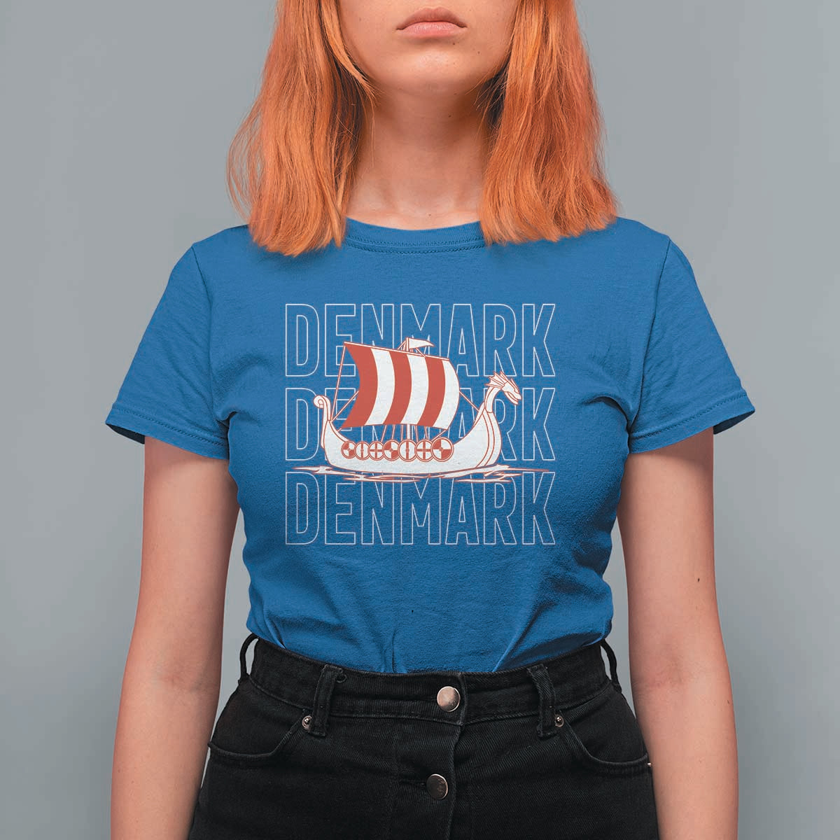 Denmark Flag Viking Ship Danes Danish Roots Dansk Denmark T Shirt For Women