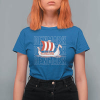 Denmark Flag Viking Ship Danes Danish Roots Dansk Denmark T Shirt For Women