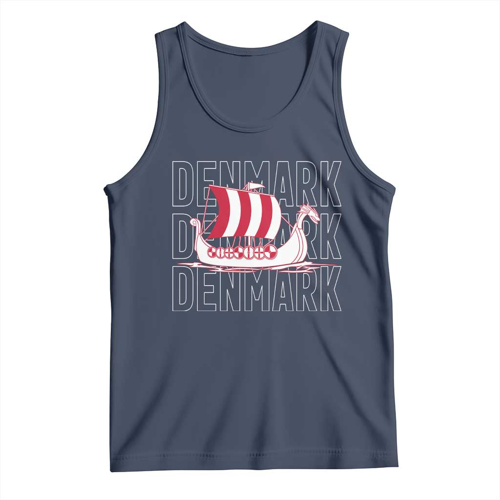 Denmark Flag Viking Ship Danes Danish Roots Dansk Denmark Tank Top