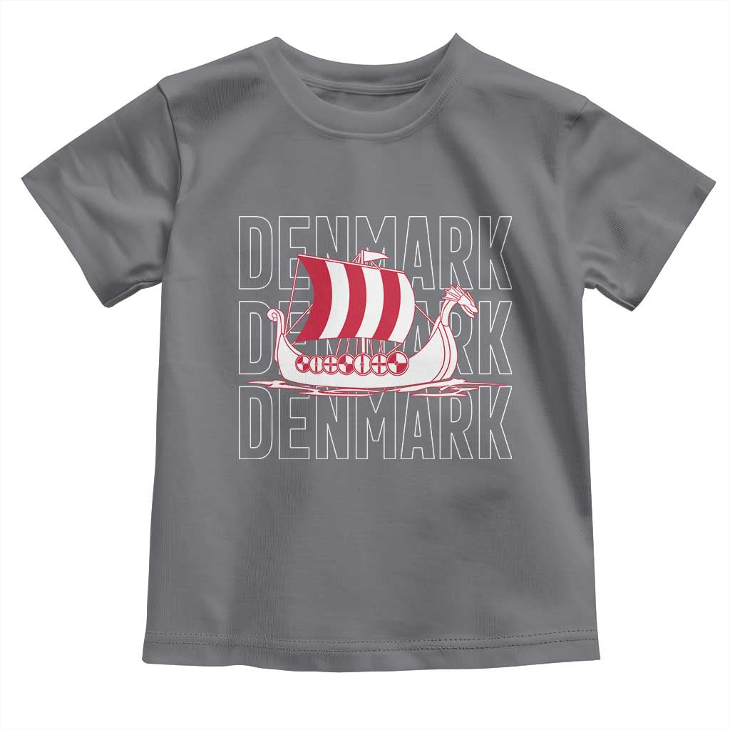 Denmark Flag Viking Ship Danes Danish Roots Dansk Denmark Toddler T Shirt