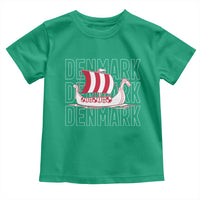 Denmark Flag Viking Ship Danes Danish Roots Dansk Denmark Toddler T Shirt
