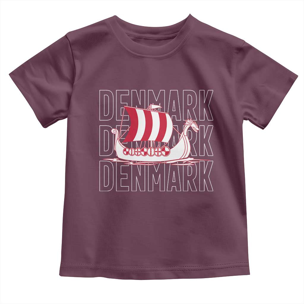 Denmark Flag Viking Ship Danes Danish Roots Dansk Denmark Toddler T Shirt