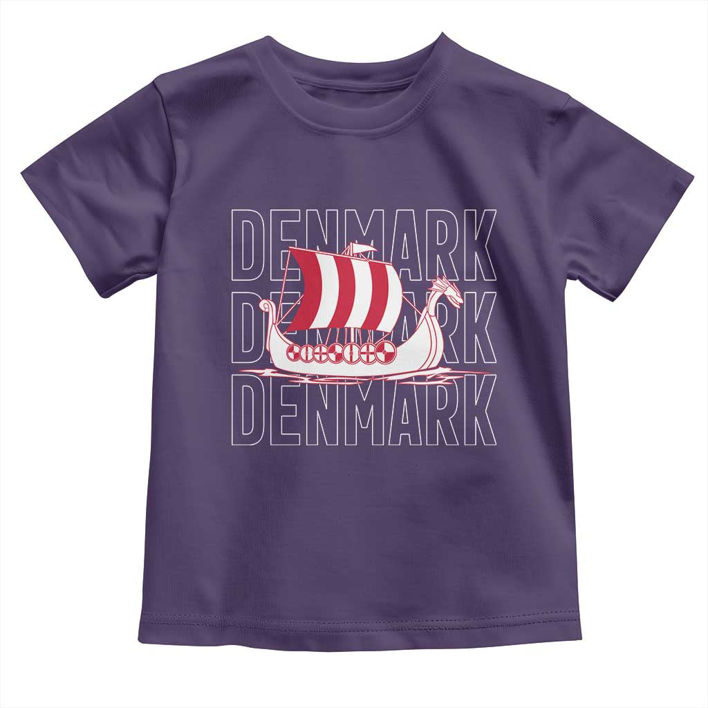 Denmark Flag Viking Ship Danes Danish Roots Dansk Denmark Toddler T Shirt