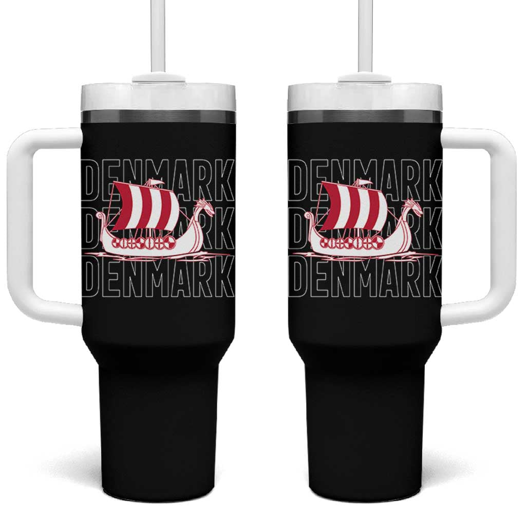 Denmark Flag Viking Ship Danes Danish Roots Dansk Denmark Tumbler With Handle