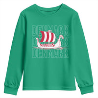 Denmark Flag Viking Ship Danes Danish Roots Dansk Denmark Youth Sweatshirt