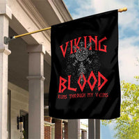 Viking Blood Runs Through My Veins Garden Flag Compass Vegvisir Nordic Rune Celtic