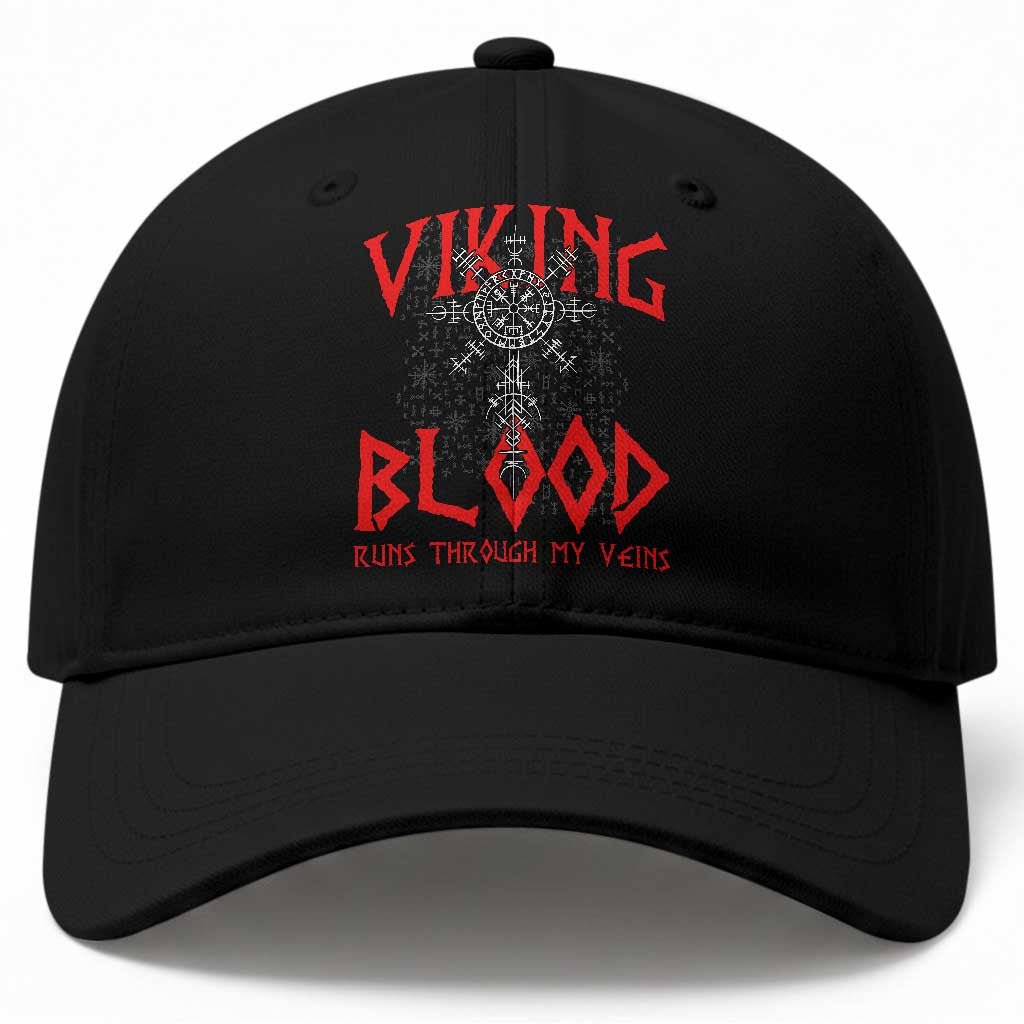 Viking Blood Runs Through My Veins Baseball Cap Compass Vegvisir Nordic Rune Celtic