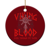 Viking Blood Runs Through My Veins Ceramic Ornament Compass Vegvisir Nordic Rune Celtic