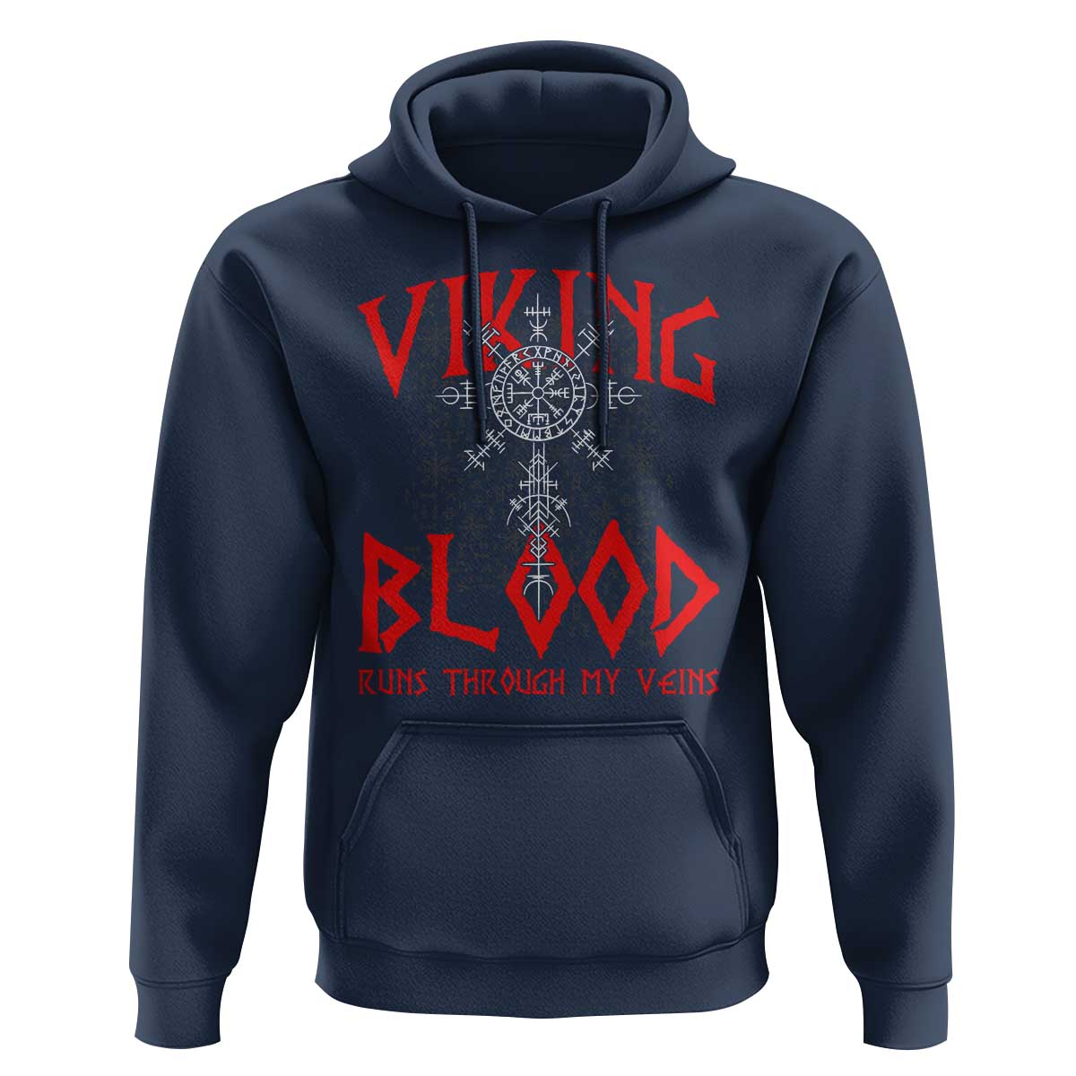 Viking Blood Runs Through My Veins Hoodie Compass Vegvisir Nordic Rune Celtic