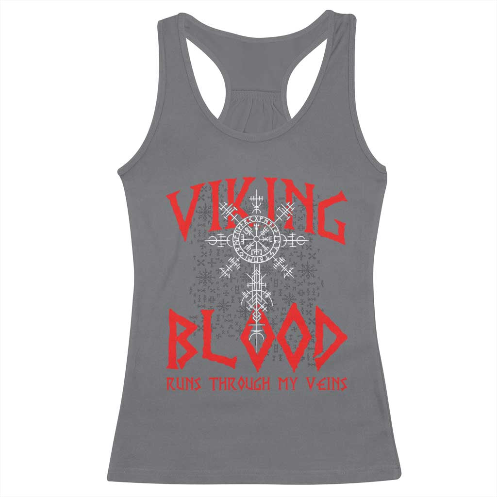 Viking Blood Runs Through My Veins Racerback Tank Top Compass Vegvisir Nordic Rune Celtic