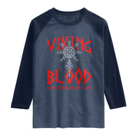 Viking Blood Runs Through My Veins Raglan Shirt Compass Vegvisir Nordic Rune Celtic