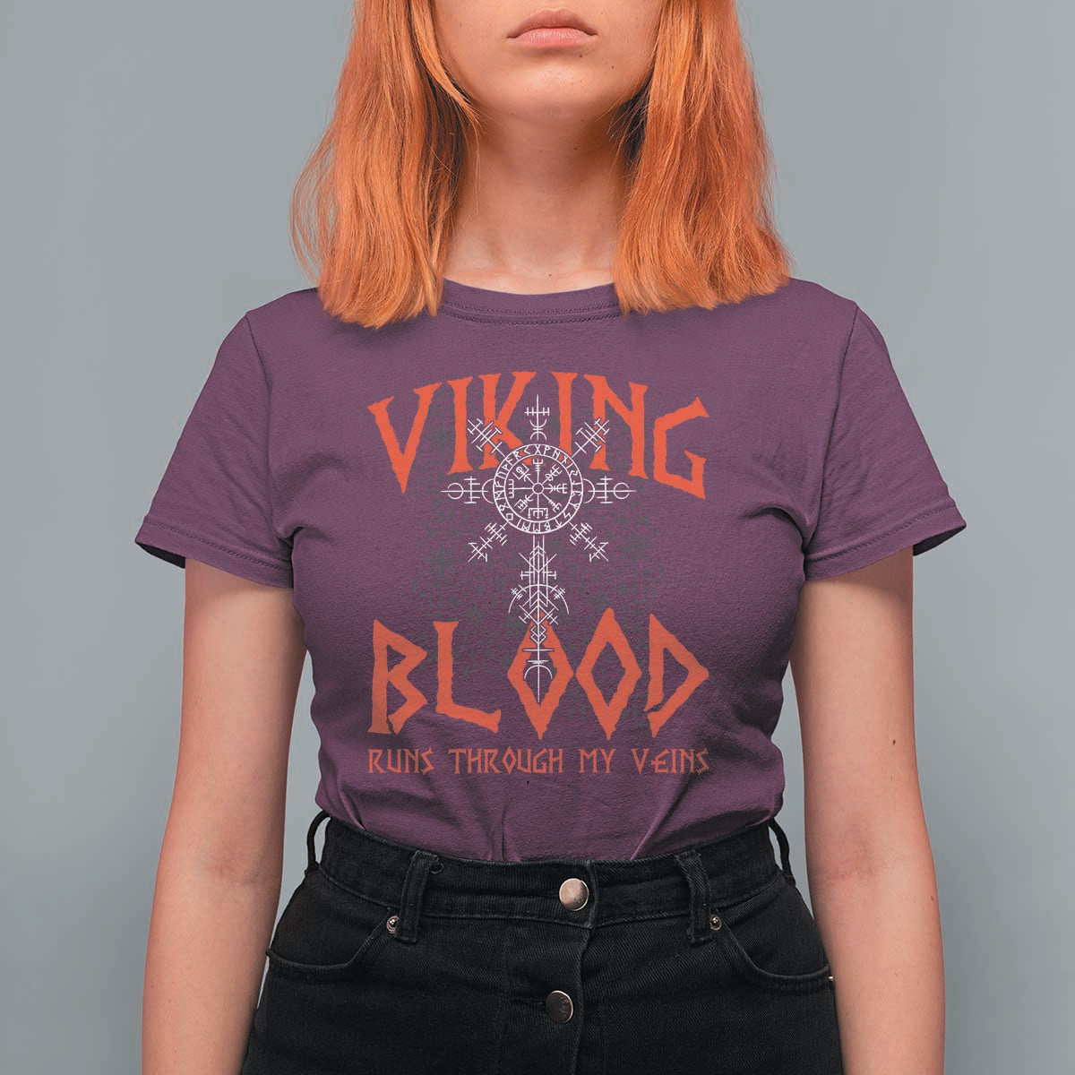 Viking Blood Runs Through My Veins T Shirt For Women Compass Vegvisir Nordic Rune Celtic