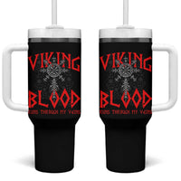 Viking Blood Runs Through My Veins Tumbler With Handle Compass Vegvisir Nordic Rune Celtic