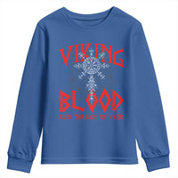 Viking Blood Runs Through My Veins Youth Sweatshirt Compass Vegvisir Nordic Rune Celtic