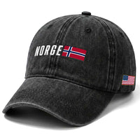 Norway Norge Norwegian Flag Graphic Washed Cotton Baseball Cap