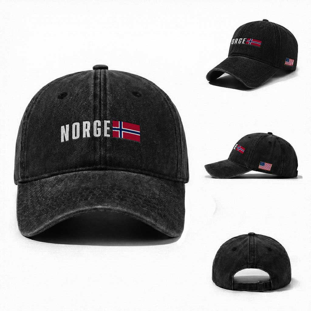 Norway Norge Norwegian Flag Graphic Washed Cotton Baseball Cap