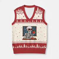 I Will Just Wait Until It Is Quite V-Neck Knit Sweater Vest Funny Skeleton Teacher - Wonder Print Shop