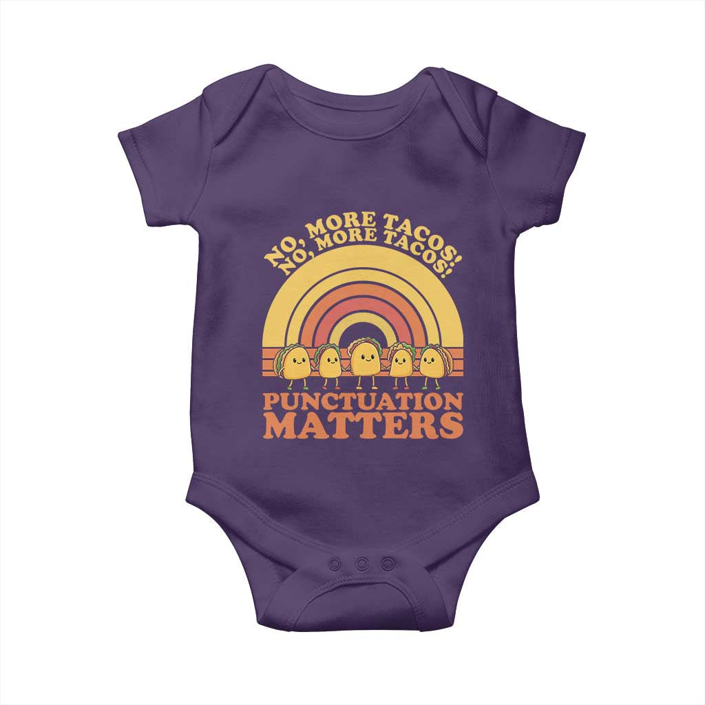 Funny Taco English Teacher Baby Onesie No More Tacos Punctuation Matters - Wonder Print Shop