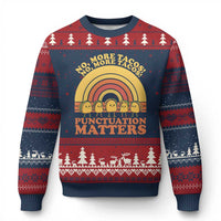 Funny Taco English Teacher Ugly Christmas Sweater No More Tacos Punctuation Matters - Wonder Print Shop