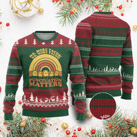 Funny Taco English Teacher Ugly Christmas Sweater No More Tacos Punctuation Matters - Wonder Print Shop