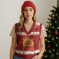 Funny Taco English Teacher V-Neck Knit Sweater Vest No More Tacos Punctuation Matters - Wonder Print Shop