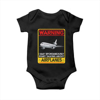 Funny Pilot Baby Onesie Warning May Spontaneously Talk About Airplanes - Wonder Print Shop