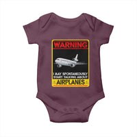 Funny Pilot Baby Onesie Warning May Spontaneously Talk About Airplanes - Wonder Print Shop