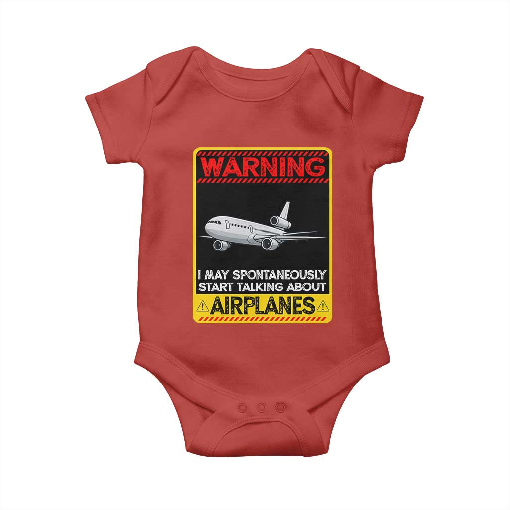 Funny Pilot Baby Onesie Warning May Spontaneously Talk About Airplanes - Wonder Print Shop