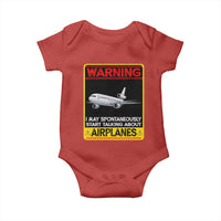 Funny Pilot Baby Onesie Warning May Spontaneously Talk About Airplanes - Wonder Print Shop